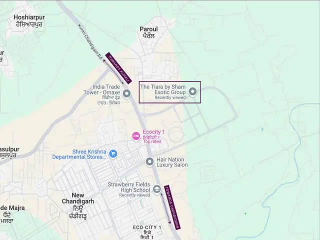 The Tiara New Chandigarh Location Map